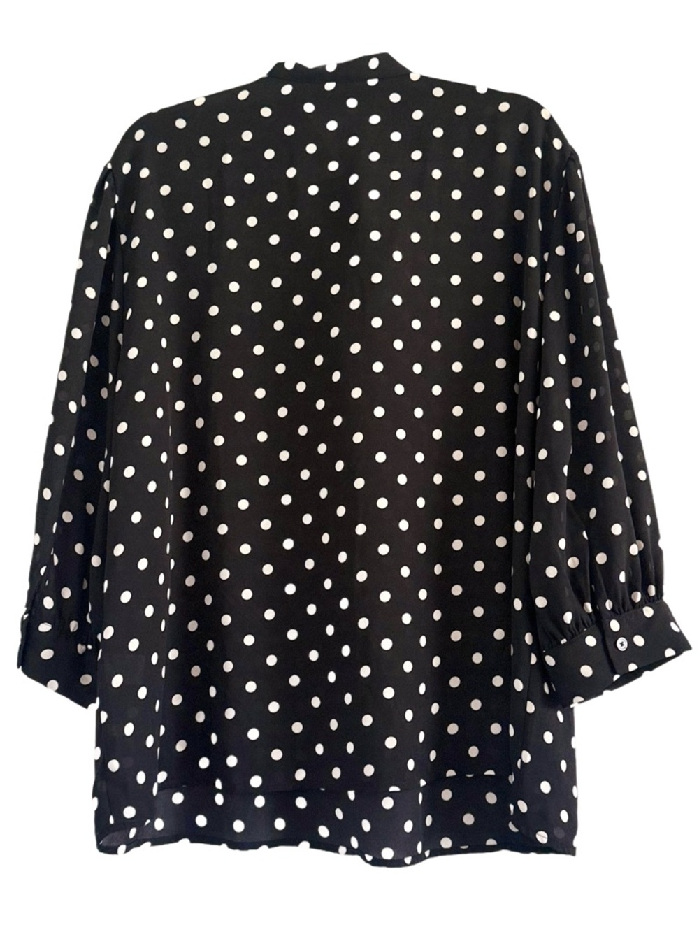 New York & Company Black and White Polka Dot Tie-Neck Blouse XXL - Picture 7 of 8